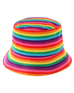 Gay Pride bucket hat with the original 1978 Gay Pride flag colours. Also available, rainbow pride hats, bisexual pride hats, gay pride hats, pansexual pride hats and non binary.