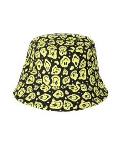 Melting Smiley FAce Print Bucket Hat Festival Hat Rave Hat