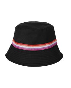 Lesbian Pride bucket hat with lesbian striped band.   Also available, rainbow pride hats, bisexual pride hats, gay pride hats, pansexual pride hats, non binary pride and more.