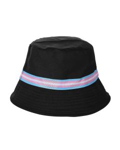 Transgender Pride bucket hat with transgender striped band.  Also available, lesbian pride hats, bisexual pride hats, gay pride hats, ansexual pride hats and more.