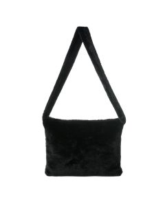 Faux fur fluffy shoulder bag in black  These tote bags are fashionable and popular and there are matching fluffy faux fur bucket hats available too!