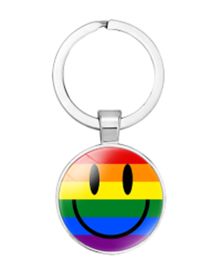 Smiley Face Rainbow Gay Pride Keyring.  LGBTQ+ Keyrings