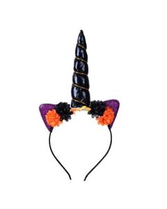 Orange and black unicorn horn headband.  These Halloween unicorn head bands make a great festival wear accessory for you funky festival outfit.  Pretty little thing.