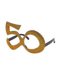 Novelty gold '50' glasses.  These novelty glasses are great for a 50th birthday or anniversary.  Pretty little thing.