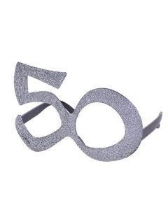 Novelty silver '50' glasses.  These novelty glasses are great for a 50th birthday or 50th wedding anniversary.  Pretty little thing.