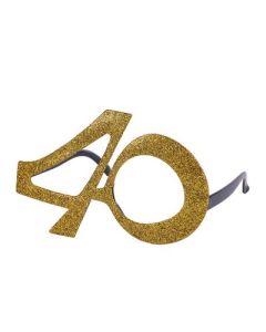 Novelty gold '40' glasses.  These '40' glasses are great for a 40th birthday party or 40th anniversary. Pretty little thing.