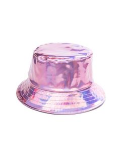 Baby Pink Metallic Bucket Hat