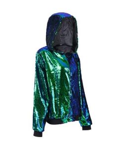 Green sequin hooded jacket festival jacket  These green sequin hooded bomber jackets make a great festival outfit.   Pretty little thing.  Green sequin hooded bomber jacket.