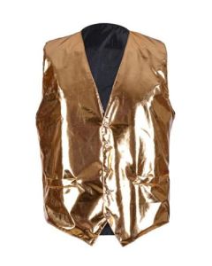 Gold metallic waistcoat festival wear.  These shiny gold waistcoats are a great addition to your funky festival outfit. Pretty little thing.