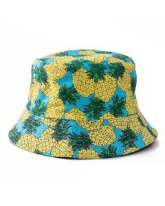 Cotton Bucket Sun Hat With Pineapple Print