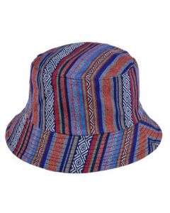 Turquoise Hippy Bucket Hat With Aztec Design