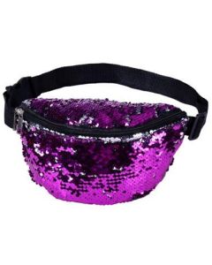 Purple sequin bum bag with back pocket and  adjustable straps.  These shiny sequin bum bags make great festival wear to compliment your funky festival outfit.  Pretty little thing.