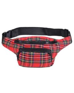 Tartan print bum bag with adjustable straps and pockets. These tartan bum bags make great festival wear for your funky festival outfit.  Pretty little thing.