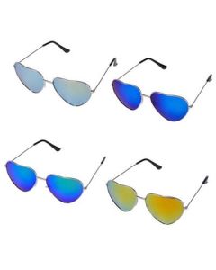 Heart shaped sunglasses with coloured mirrored lens. The heart shaped sunglasses make a great festival wear accessory to your funky festival outfit.  Pretty little thing.