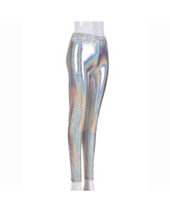 Shiny holographic silver disco leggings.  These metallic silver dance leggings make great festival wear for your funky festival outfit.  Pretty little thing.