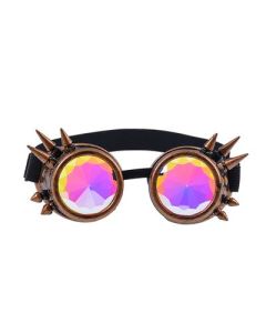 Steampunk goggles with kaleidoscope lenses. These steampunk goggles make a great festival wear accessory to your festival outfit.  Pretty little thing.