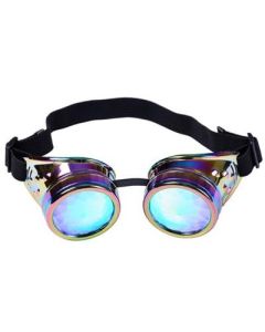 Neo chrome steampunk goggles with kaleidoscope lenses.  Steampunk goggles , festival wear accessory for festival outfit.  Pretty little thing.