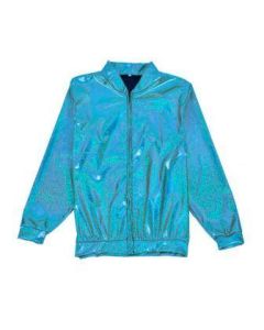 Shiny turquoise holographic bomber jacket.  These shiny metallic turquoise bomber jackets make a great festival jacket for your funky festival outfit.  Pretty little thing.