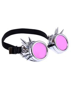 Silver spiky steampunk goggles with coloured lenses.  Steampunk goggles are great festival wear accessories for your festival outfit.  Pretty little thing.