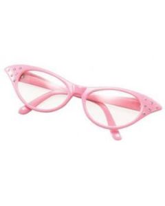 Pink 1950's glasses with clear lens.  These '50's cat eye glasses make a great festival wear accessory to your funky festival outfit.   Pretty little thing.