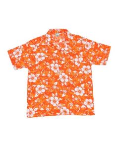 Orange floral Hawaiian shirt with hibiscus flower.  Cool, comfortable floral Hawaiian shirts, great for holidays and festival outfits.  Sizes Small to 3XL . Pretty little thing.