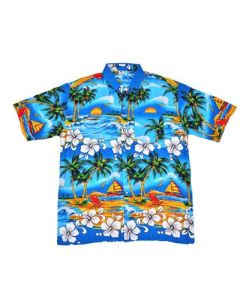 Retro Hawaiian shirt in turquoise with palm trees.  This classic retro Hawaiian print shirt is available in 6 different sizes.  The Hawaiian shirts make a great festival outfit.  Pretty little thing.