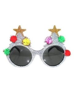 Novelty silver Christmas tree sunglasses.  These novelty christmas sunglasses make a great secret santa gift. Pretty little thing.