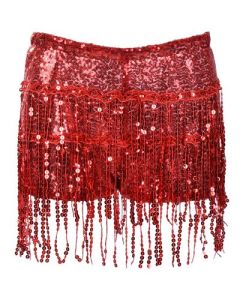 Red sequin  tassel skirt with hot pants underneath.  These red sequin tassel skirts make great dance shorts or festival wear for your funky festival outfit. Pretty little thing