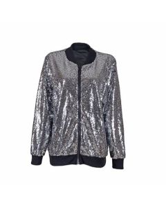 Silver sequin bomber jacket great festival jacket.  These funky silver sequin bomber jackets make any festival outfit.   Pretty little thing.  3 sizes of sequin bomber jackets