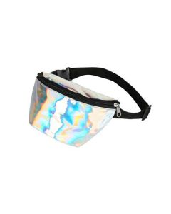 Shiny silver holographic bum bag with adjustable straps and concealed back pocket. These shiny silver bumbags make great festival wear to compliment your funky festival outfit.  Matching silver bucket hat available.  Pretty little thing.