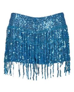 Turquoise sequin tassel skirt with hot pants underneath.  These turquoise sequin tassel skirts make great dance shorts or festival wear for your funky festival outfit. Pretty little thing.