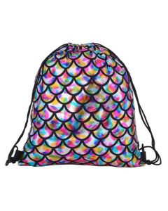 Shiny mermaid drawstring bag.  These multicoloured rainbow drawstring bags  They make for great PE bags or festival bags for your festival outfit.  Pretty little thing.