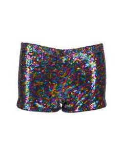 Short rainbow sequin hot pants.  These multicoloured rainbow sequin hotpants make great dance shorts or festival wear for your funky festival outfit.  Pretty little thing.