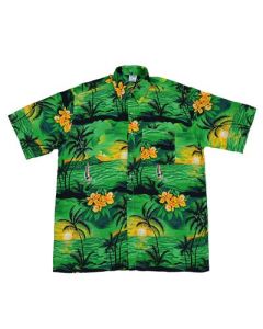 Green Hawaiian shirt with yachts.  .  These green Hawaiian print shirts make a great festival wear accessory to your funky festival outfit.  Pretty little thing.