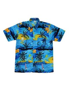 Turquoise Retro Hawaiian Shirt With Yachts