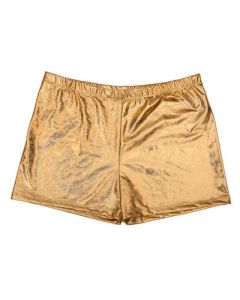 Men's gold holographic hot pants.  These shiny metallic gold men's shorts make great festival wear for your funky festival outfit.  Pretty little thing.  Gold shiny hot pants