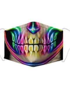 cotton 3 layer face mask with neon skull design