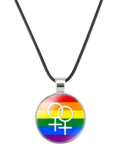 Female Gay Pride Necklace Pendant on Waxed Cord LGBTQ+