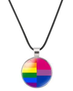 Bisexual and Rainbow Pride Necklace Pendant On Waxed Cord