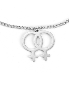 Double Venus Sign Metal Pendant On Neck Chain