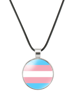 Transgender Pride Necklace Pendant On Waxed Cord