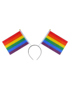 Gay Pride rainbow flag head boppers, gay pride flag headband in rainbow colours.  Many LGBTQ+ headbands available from rainbow halos to rainbow flowers from transgender to non binary