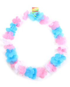 Transgender Pride LGBTQ+ Hawaiian Leis for Gay Pride Festivals and parties.  Colours available include transgender pride Hawaiian leis, bisexual pride Hawaiian leis, lesban, non binary pride,  pansexual pride Hawaiian leis, and more.