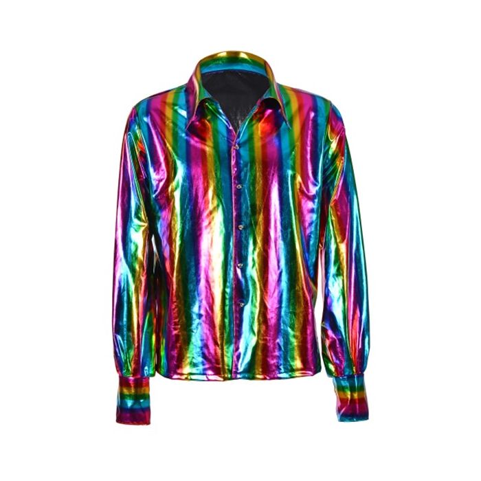 Rainbow Metallic Men s 70 s Disco Shirt