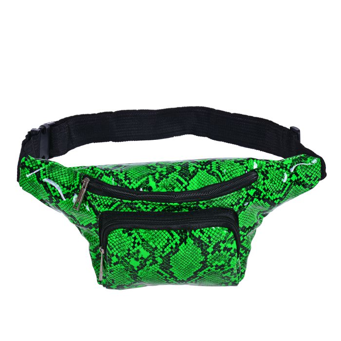 Neon Green Snake Print Bum Bag