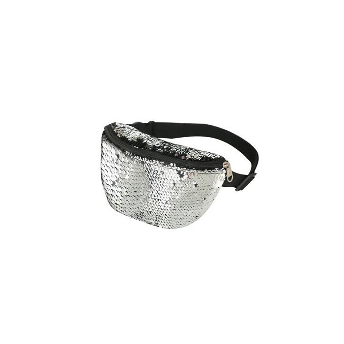 Silver reversible sequin bum bag