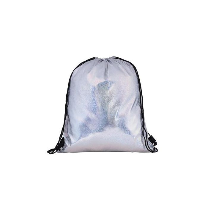 Shiny silver holographic drawstring bag